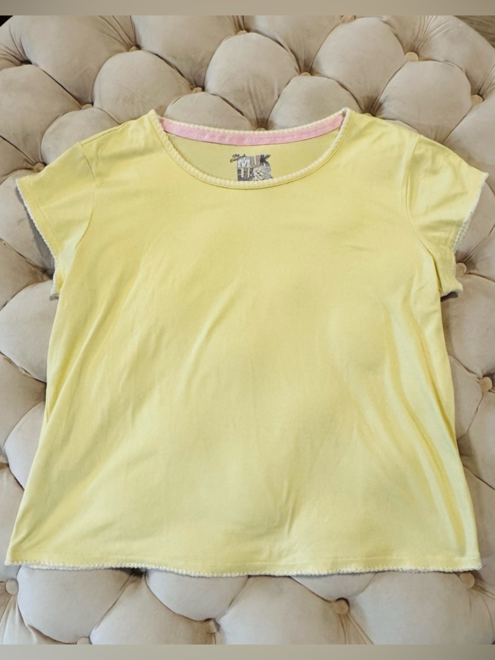 Muk Luks Yellow Short Sleeve Lounge Tee Medium